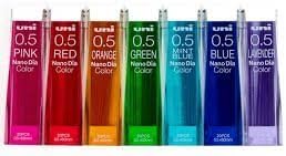 Uni NanoDia Color Mechanical Pencil Leads 0.5mm 7 Color Set, 7 Pack/total 140 Leads