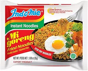 Indomie Mi Goreng Instant Stir Fry Noodles, Halal Certified, Original Flavor (Pack of 30), 90 Ounce