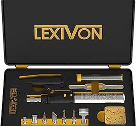 LEXIVON Butane Soldering Iron Multi-Purpose Kit | Cordless Self-Igniting Adjustable Flame 7-Tip Set | Pro Grade 125-Watt Equivalent (LX-770)