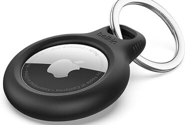 Belkin Apple AirTag Secure Holder with Key Ring – Durable Scratch Resistant Case with Open Face & Raised Edges – Protective AirTag Keychain Accessory for Keys, Pets, Luggage & More – Black